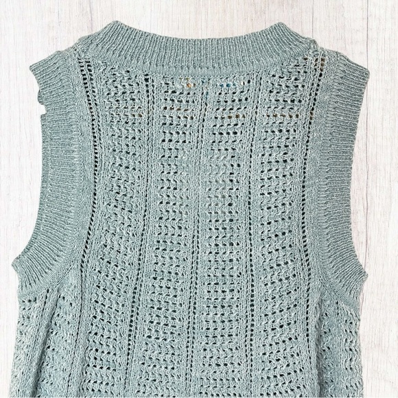 NWT C&C CALIFORNIA Mint Green Open Knit Sleeveless Swing Style Sweater Top - Picture 5 of 10